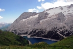 Geologico Arraba - pohled na Lago di Fedaia a Marmoladu